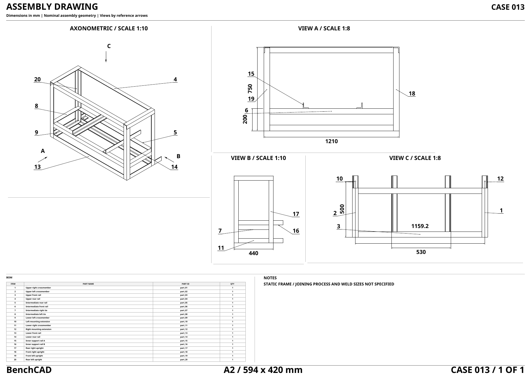 Drawing to CAD · Assembly, parts supplied: the input drawing